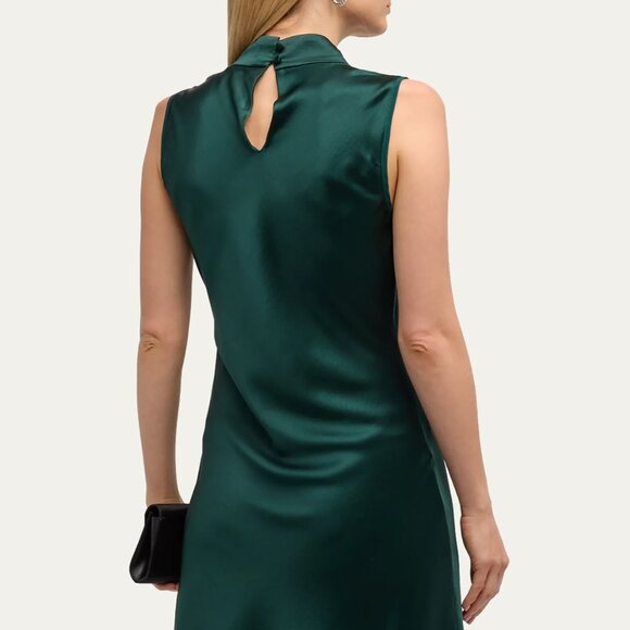 Veronica Beard Maelle Stretch‑Silk Charmeuse Minidress in Pine Green - Picture 4 of 8